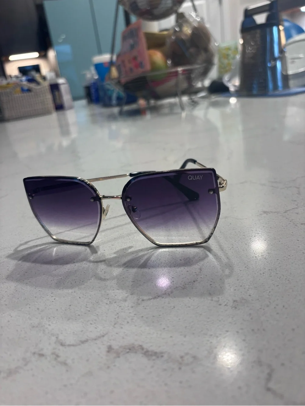 Quay Australia Gradient Black to Purple Oversized Square Sunglasses